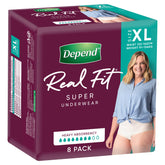 Depend Real Fit Incontinence Underwear Super Women Extra Large 8 Pack